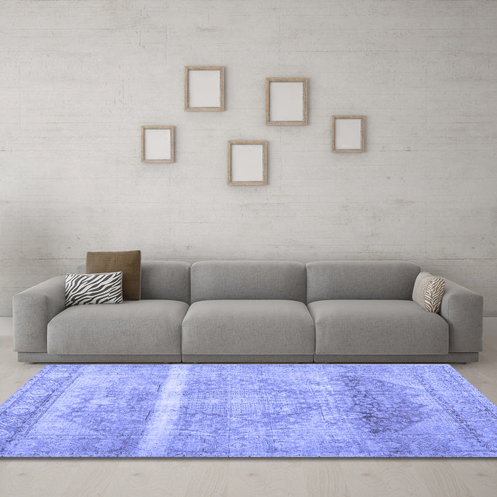 Machine Washable Abstract Blue Contemporary Rug in a Living Room, wshcon2000blu
