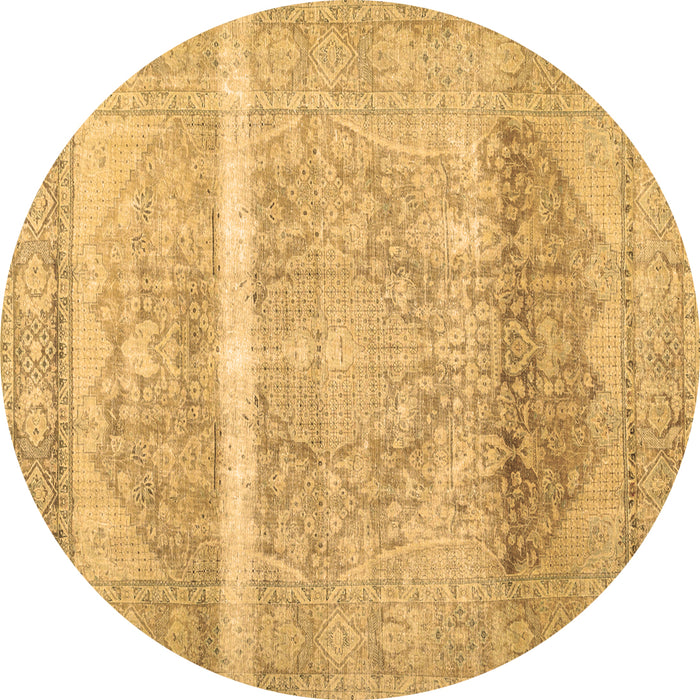 Round Abstract Brown Contemporary Rug, con2000brn