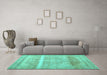 Machine Washable Abstract Turquoise Contemporary Area Rugs in a Living Room,, wshcon2000turq