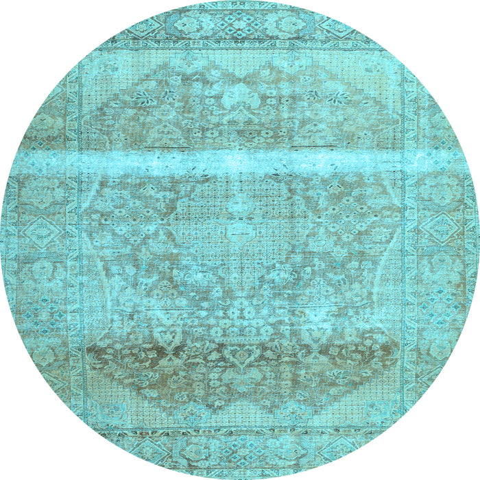 Round Abstract Light Blue Contemporary Rug, con2000lblu