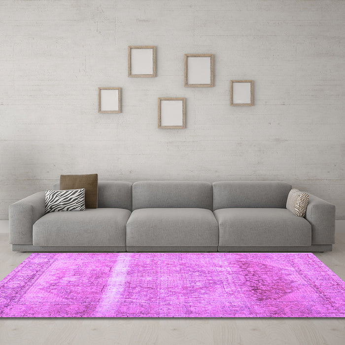 Machine Washable Abstract Purple Contemporary Area Rugs in a Living Room, wshcon2000pur