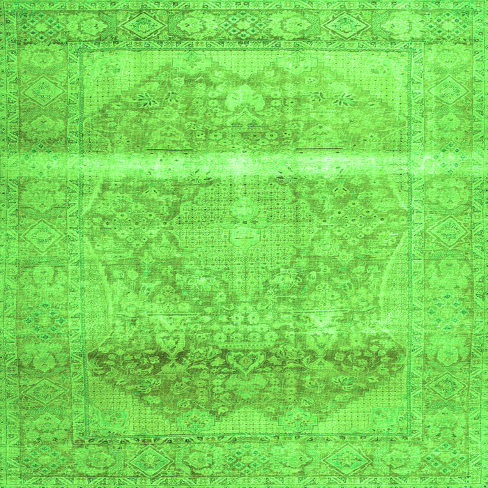 Round Machine Washable Abstract Green Contemporary Area Rugs, wshcon2000grn