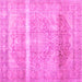 Square Machine Washable Abstract Pink Contemporary Rug, wshcon2000pnk