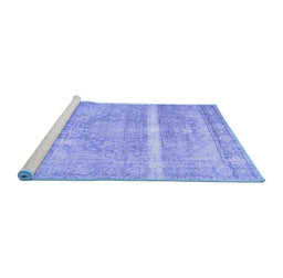 Sideview of Machine Washable Abstract Blue Contemporary Rug, wshcon2000blu