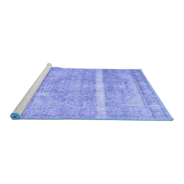 Sideview of Machine Washable Abstract Blue Contemporary Rug, wshcon2000blu