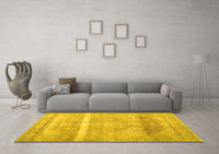 Machine Washable Abstract Yellow Contemporary Rug, wshcon2000yw