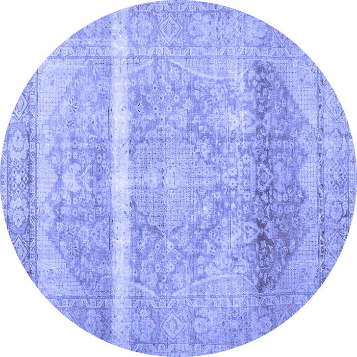 Round Machine Washable Abstract Blue Contemporary Rug, wshcon2000blu