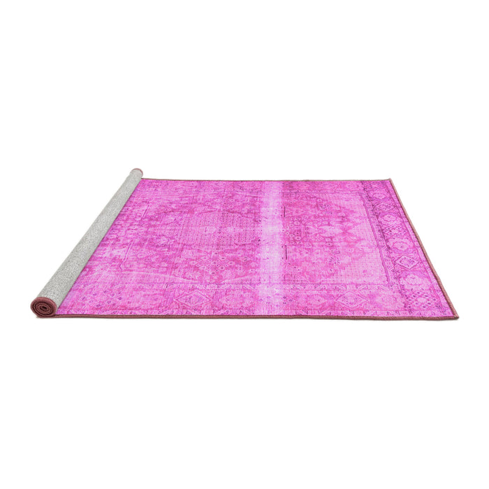 Sideview of Machine Washable Abstract Pink Contemporary Rug, wshcon2000pnk
