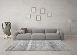 Machine Washable Abstract Gray Contemporary Rug in a Living Room,, wshcon2000gry