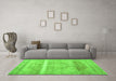 Machine Washable Abstract Green Contemporary Area Rugs in a Living Room,, wshcon2000grn