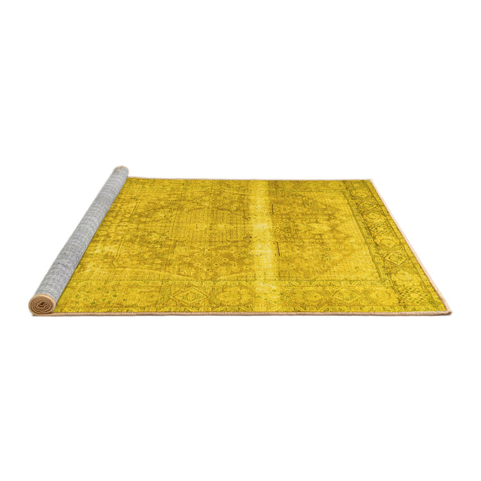 Sideview of Machine Washable Abstract Yellow Contemporary Rug, wshcon2000yw