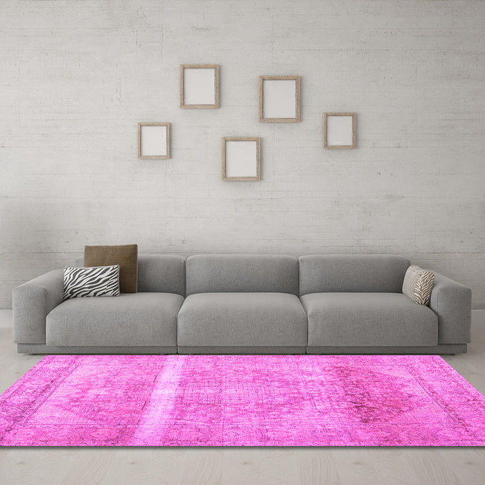 Machine Washable Abstract Pink Contemporary Rug in a Living Room, wshcon2000pnk
