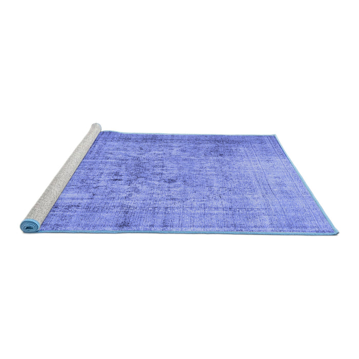 Sideview of Machine Washable Abstract Blue Contemporary Rug, wshcon2001blu