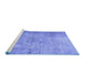 Sideview of Machine Washable Abstract Blue Contemporary Rug, wshcon2001blu