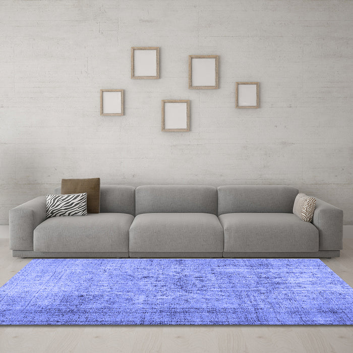 Machine Washable Abstract Blue Contemporary Rug in a Living Room, wshcon2001blu