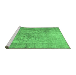 Sideview of Machine Washable Abstract Emerald Green Contemporary Area Rugs, wshcon2001emgrn