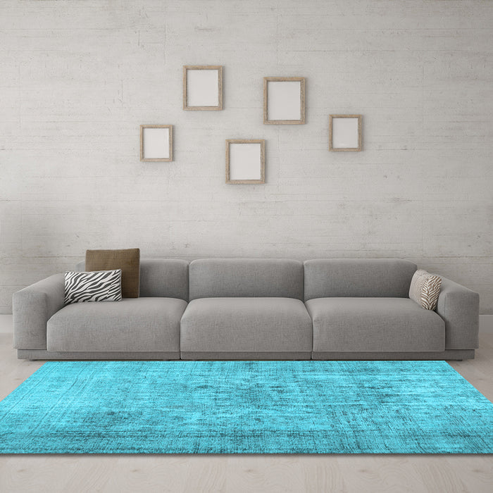 Machine Washable Abstract Light Blue Contemporary Rug in a Living Room, wshcon2001lblu