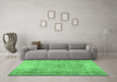 Machine Washable Abstract Emerald Green Contemporary Area Rugs in a Living Room,, wshcon2001emgrn