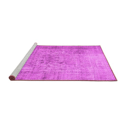 Sideview of Machine Washable Abstract Pink Contemporary Rug, wshcon2001pnk