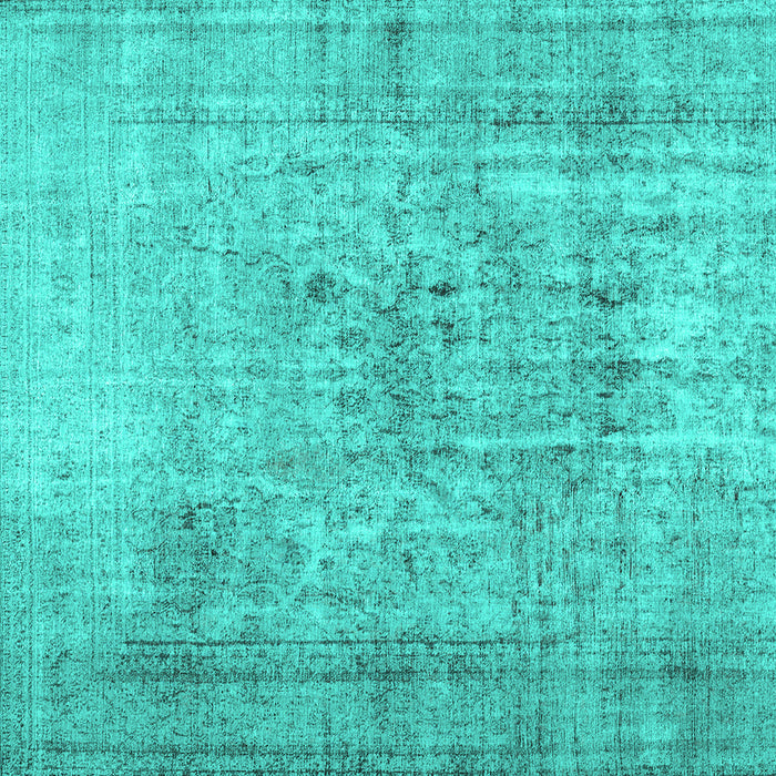 Square Abstract Turquoise Contemporary Rug, con2001turq