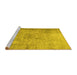 Sideview of Machine Washable Abstract Yellow Contemporary Rug, wshcon2001yw