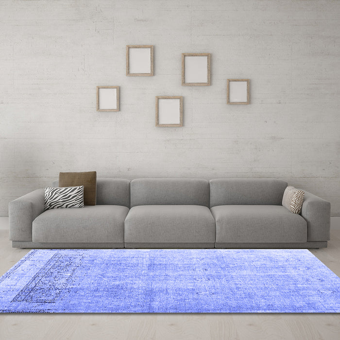 Machine Washable Abstract Blue Contemporary Rug in a Living Room, wshcon2002blu