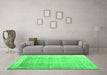 Machine Washable Abstract Green Contemporary Area Rugs in a Living Room,, wshcon2002grn