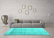 Machine Washable Abstract Turquoise Contemporary Area Rugs in a Living Room,, wshcon2002turq