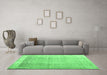 Machine Washable Abstract Emerald Green Contemporary Area Rugs in a Living Room,, wshcon2002emgrn