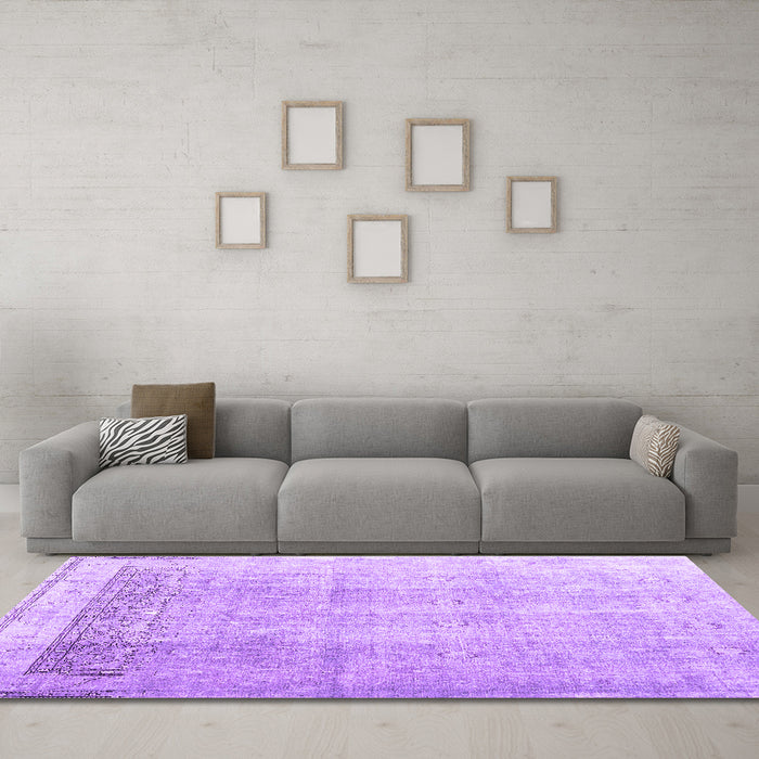 Machine Washable Abstract Purple Contemporary Area Rugs in a Living Room, wshcon2002pur