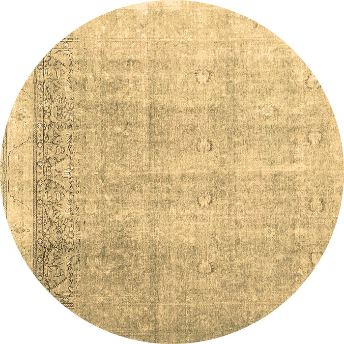 Round Abstract Brown Contemporary Rug, con2002brn