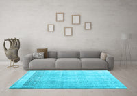 Machine Washable Abstract Light Blue Contemporary Rug, wshcon2002lblu