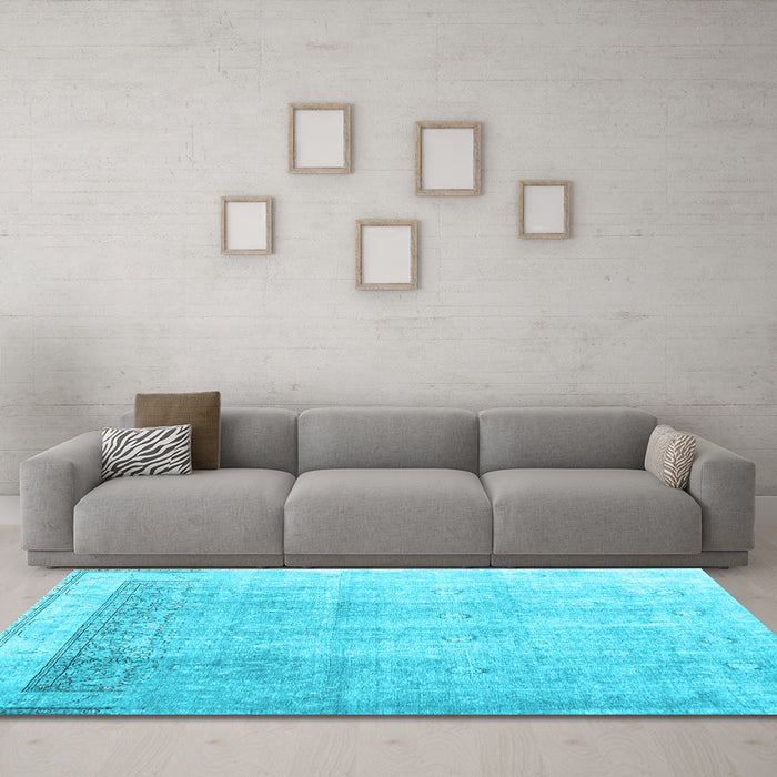Machine Washable Abstract Light Blue Contemporary Rug in a Living Room, wshcon2002lblu