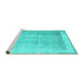 Sideview of Machine Washable Abstract Turquoise Contemporary Area Rugs, wshcon2002turq