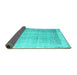 Sideview of Abstract Turquoise Contemporary Rug, con2002turq