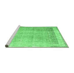 Sideview of Machine Washable Abstract Emerald Green Contemporary Area Rugs, wshcon2002emgrn
