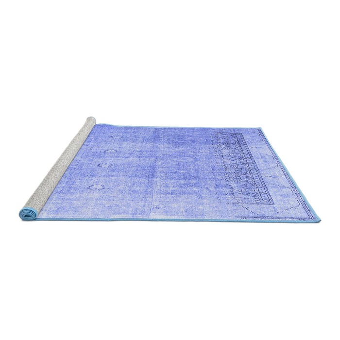 Sideview of Machine Washable Abstract Blue Contemporary Rug, wshcon2002blu