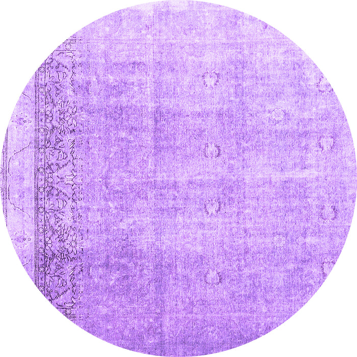 Round Machine Washable Abstract Purple Contemporary Area Rugs, wshcon2002pur