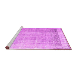 Sideview of Machine Washable Abstract Pink Contemporary Rug, wshcon2002pnk