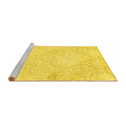 Sideview of Machine Washable Abstract Yellow Contemporary Rug, wshcon2003yw