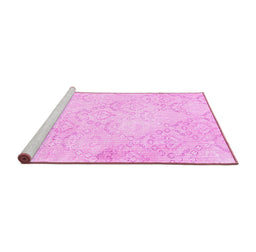 Sideview of Machine Washable Abstract Pink Contemporary Rug, wshcon2003pnk