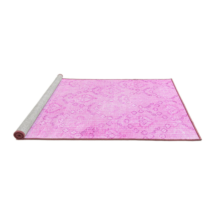 Sideview of Machine Washable Abstract Pink Contemporary Rug, wshcon2003pnk
