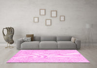 Machine Washable Abstract Pink Contemporary Rug, wshcon2003pnk