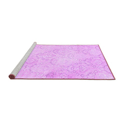 Sideview of Machine Washable Abstract Purple Contemporary Area Rugs, wshcon2003pur