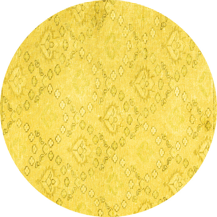 Round Abstract Yellow Contemporary Rug, con2003yw