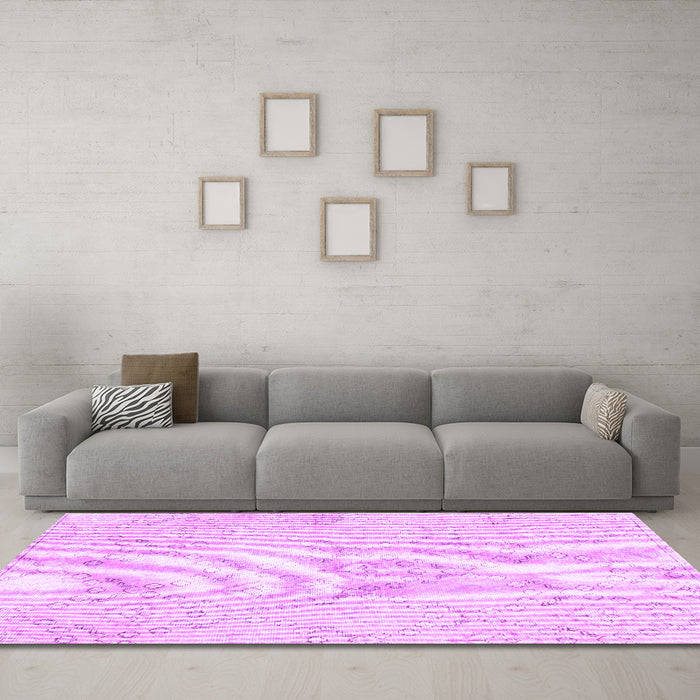 Machine Washable Abstract Purple Contemporary Area Rugs in a Living Room, wshcon2003pur
