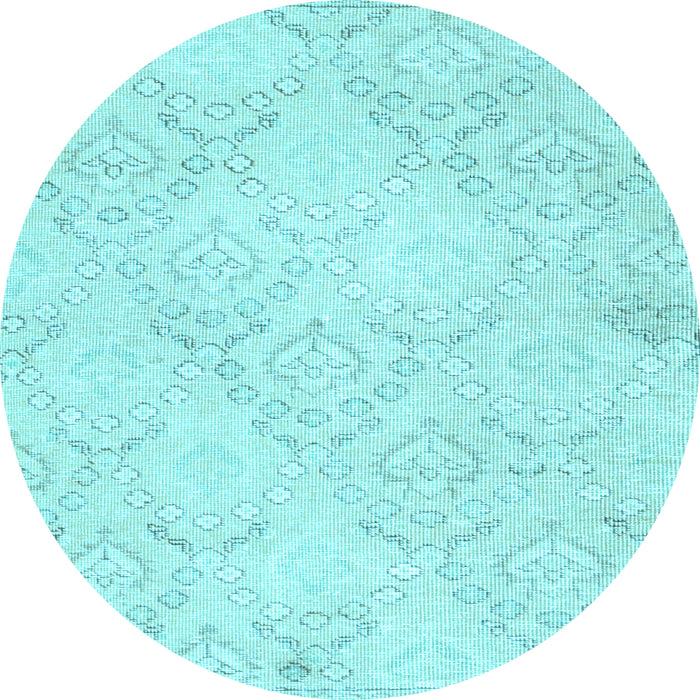 Round Machine Washable Abstract Light Blue Contemporary Rug, wshcon2003lblu