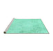 Sideview of Machine Washable Abstract Turquoise Contemporary Area Rugs, wshcon2003turq