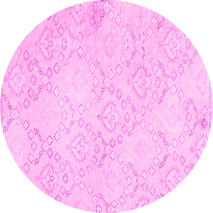 Round Machine Washable Abstract Pink Contemporary Rug, wshcon2003pnk