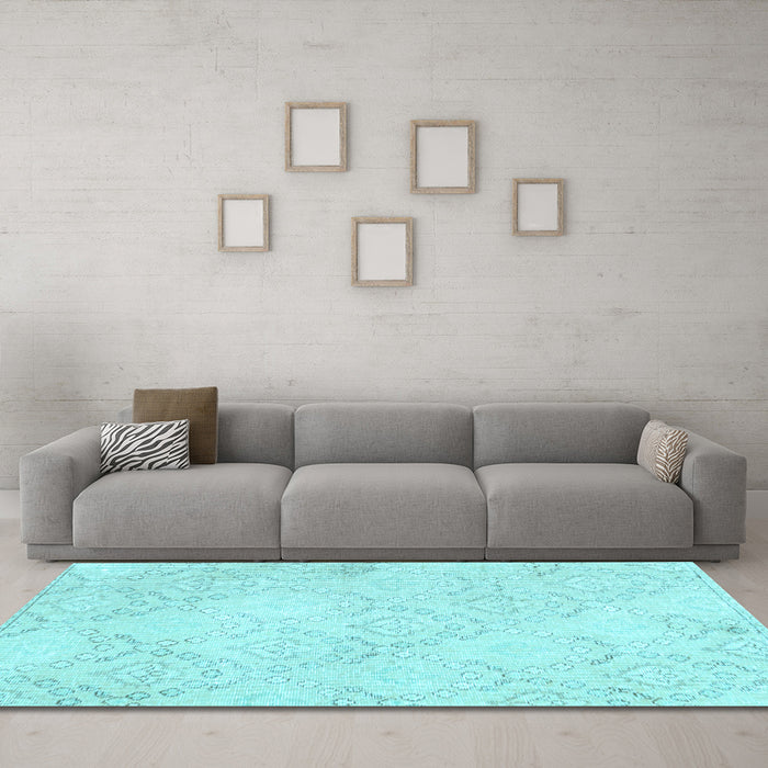 Machine Washable Abstract Light Blue Contemporary Rug in a Living Room, wshcon2003lblu